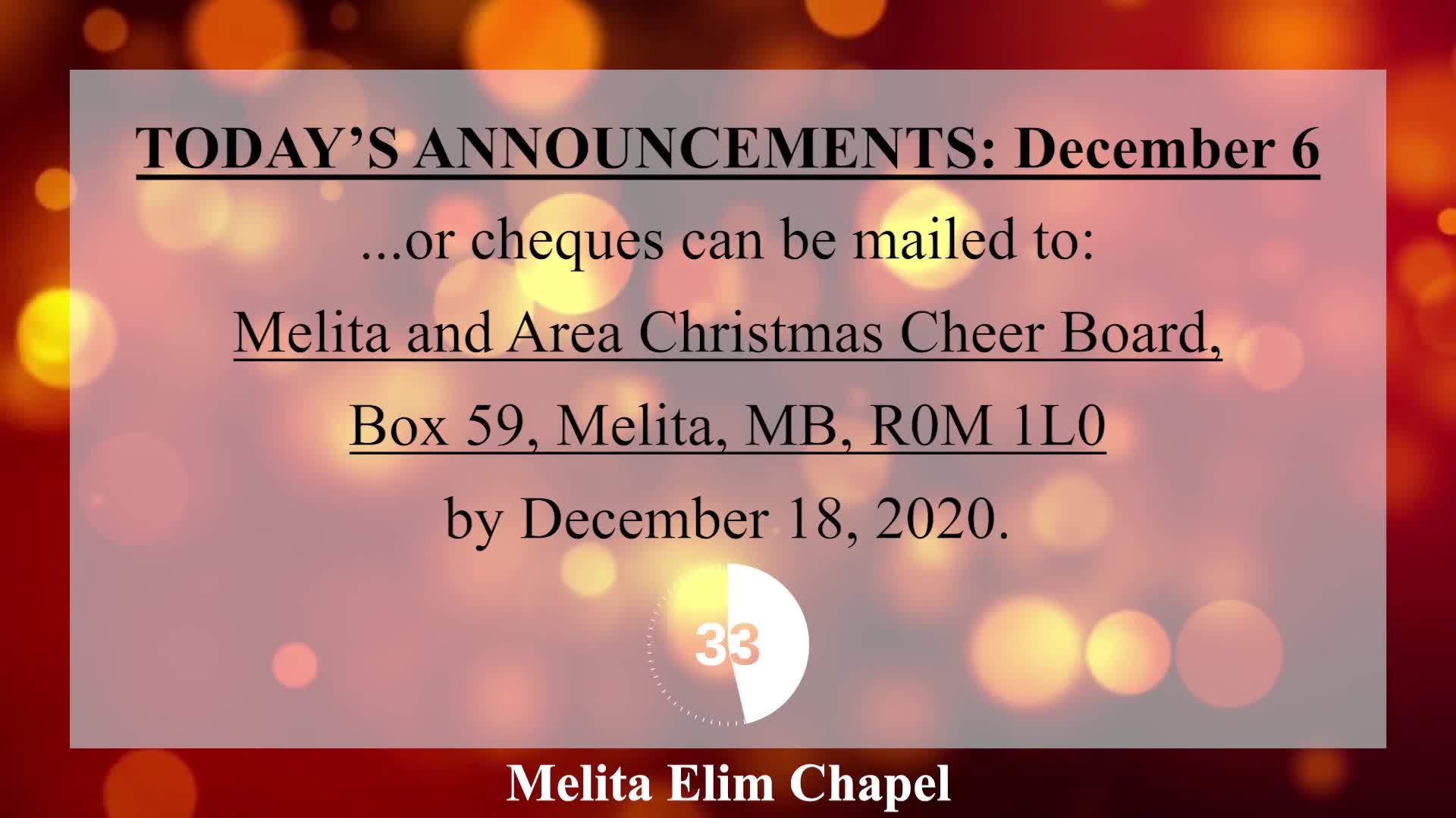 Thumbnail image for Melita - Elim Chapel Dec 6, 2020