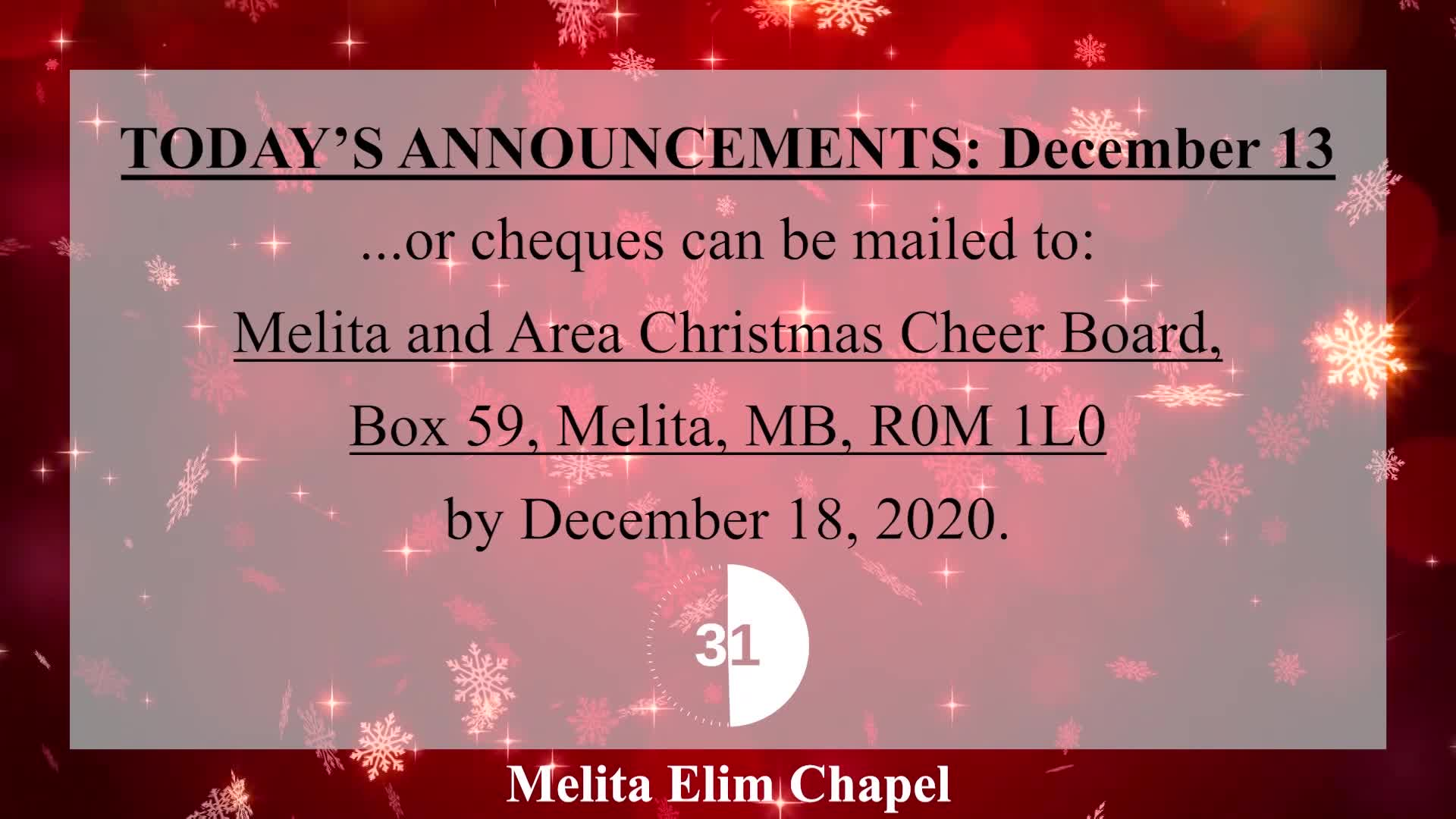 Thumbnail image for Melita - Elim Chapel - Dec 13, 2020