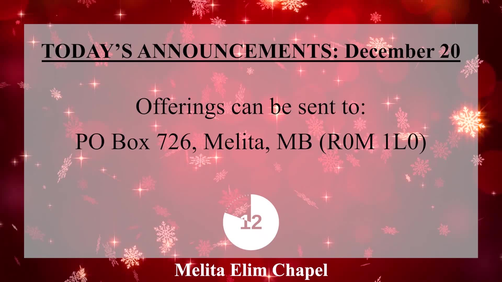 Thumbnail image for Melita - Elim Chapel - Dec 20, 2020