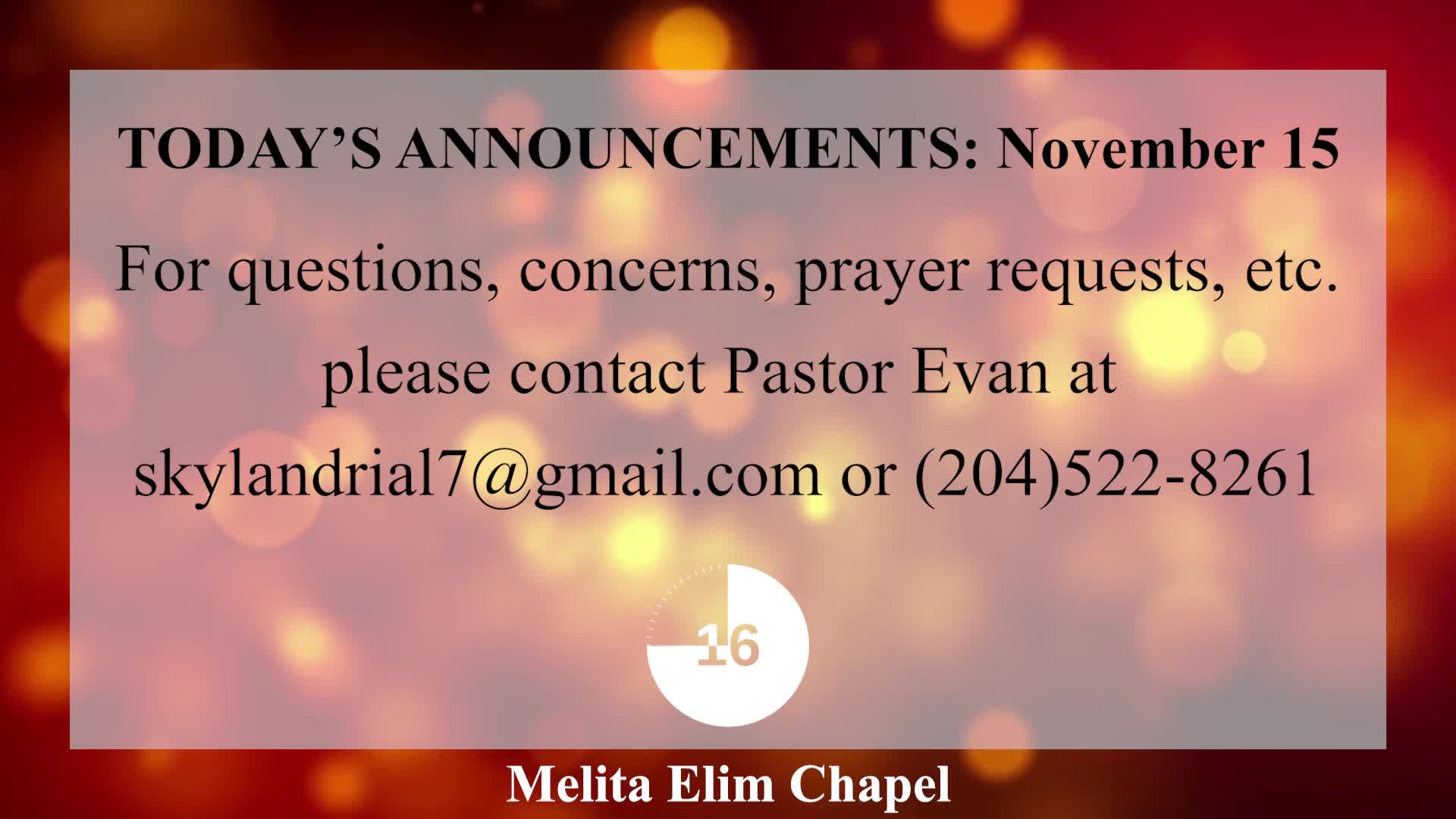 Thumbnail image for Melita Elim Chapel - November 14 2020