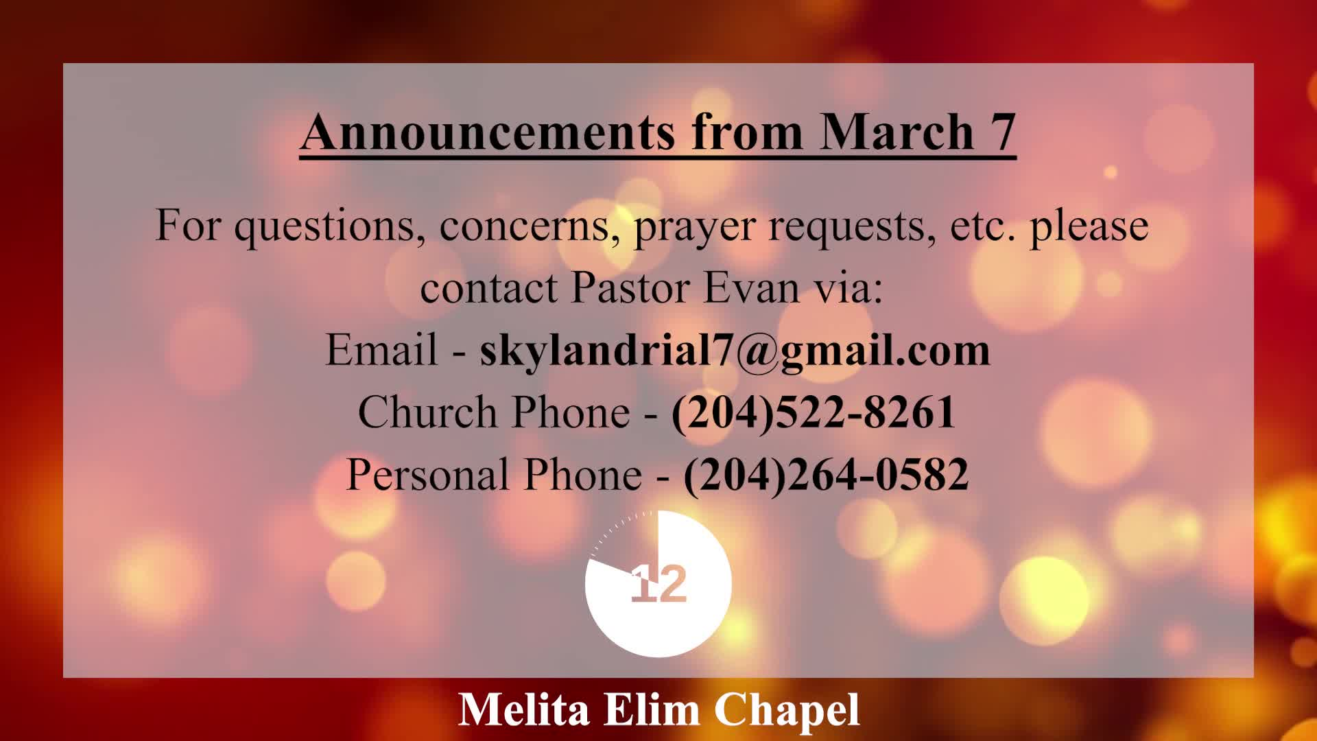 Thumbnail image for Melita Elim Chapel - March 7 2021