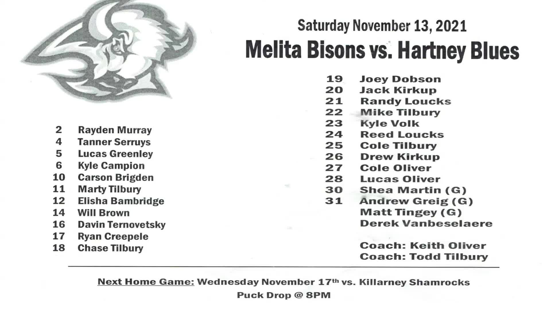 Thumbnail image for Melita Bison's vs Hartney Nov 13 2021