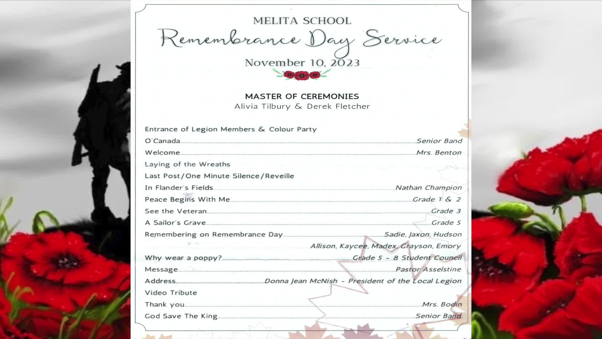 Thumbnail image for Melita School Remembrance Day Nov 10 2023