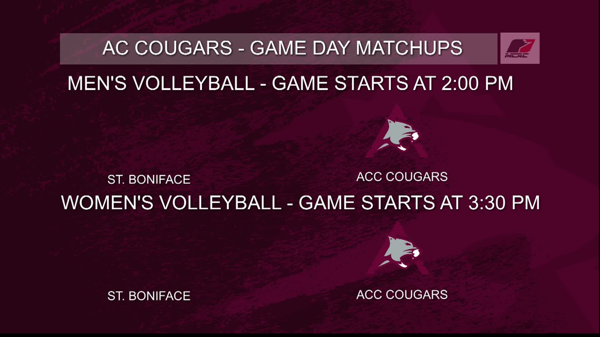 Thumbnail image for Volleyball - Assiniboine College Cougars vs Canadian Mennonite University Blazers Mens+Womens Game (Live)_Dec 7_2024